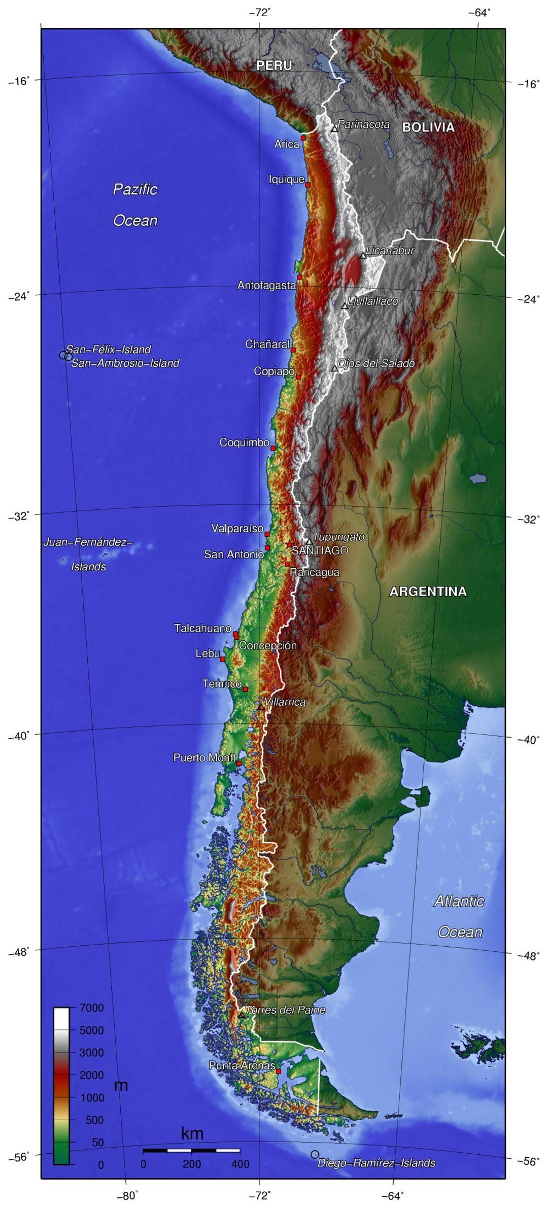 칠레 geography 지도
