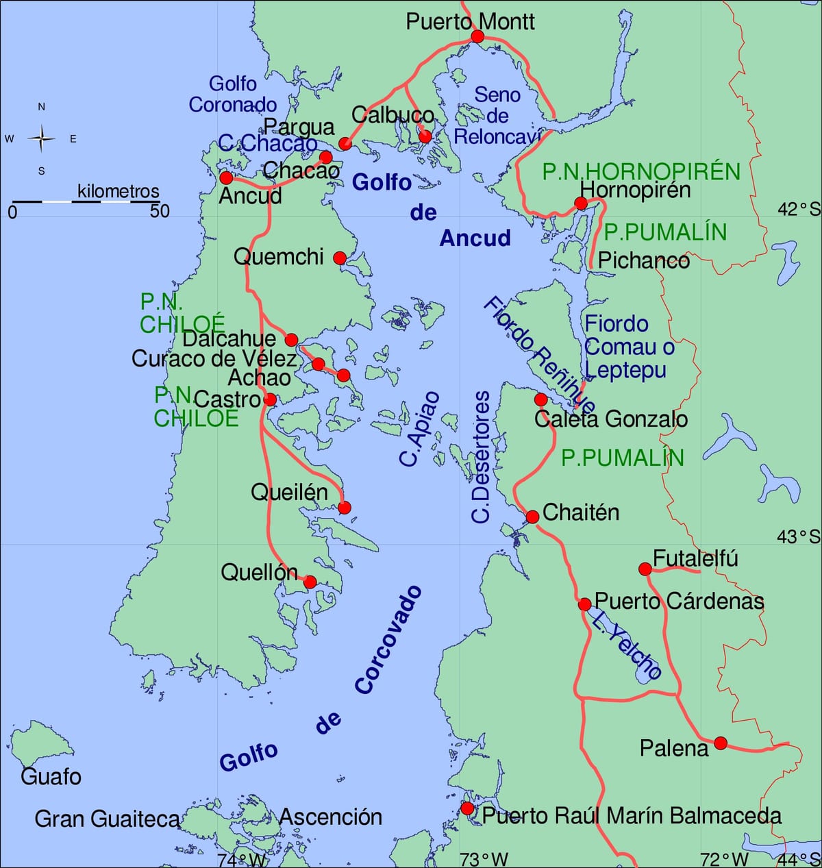 지도 chiloe 칠레