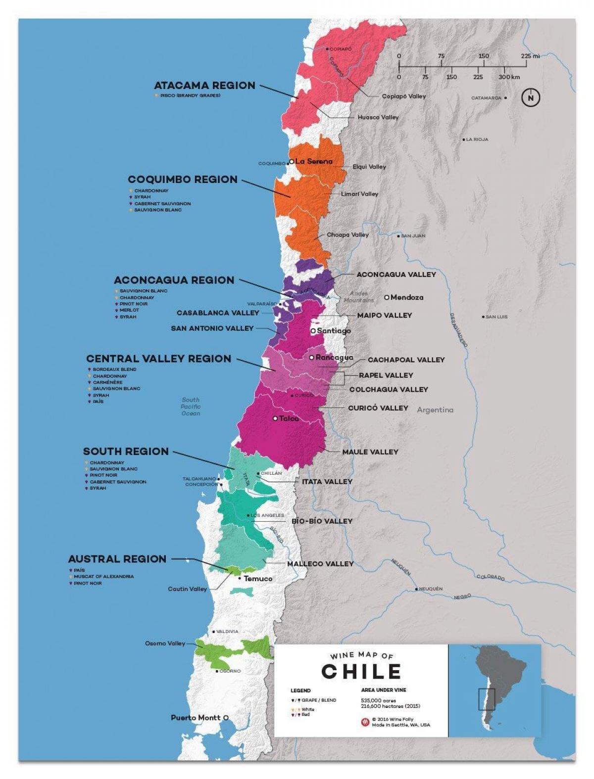칠레 wine country 지도