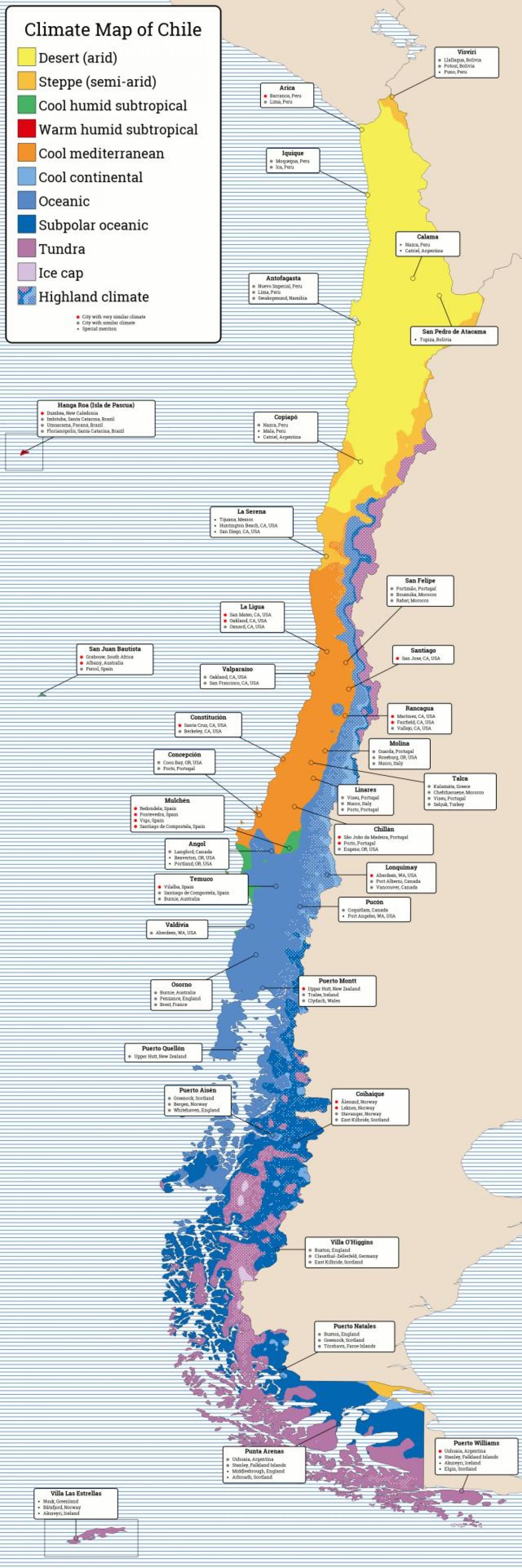 칠레의 지도는 기후