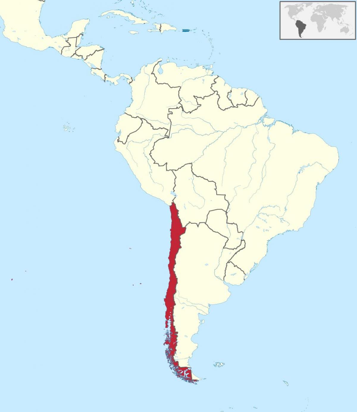 칠레에 남아메리카 지도