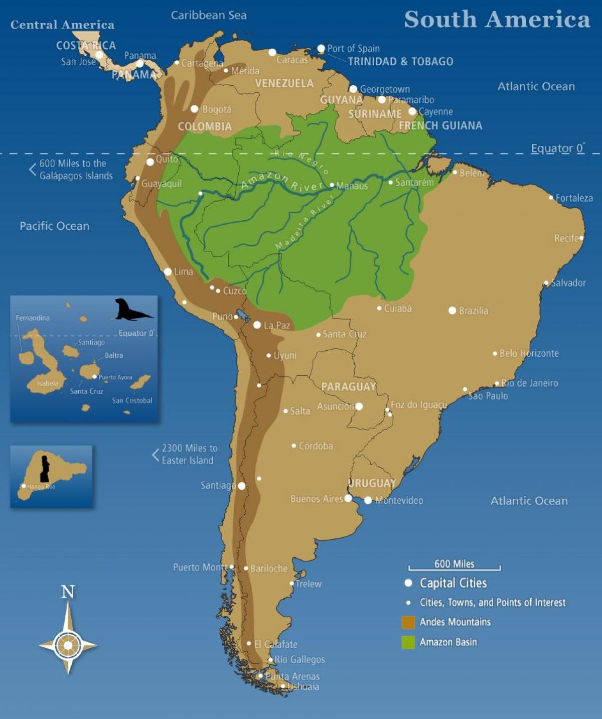 지도 칠레의 안데스 산맥